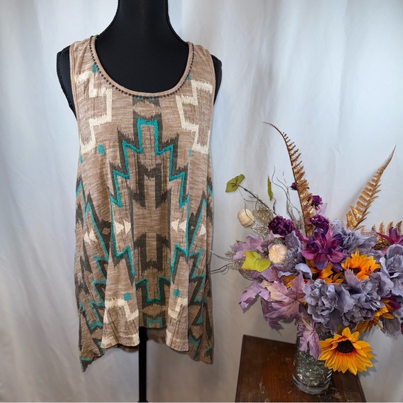 Double D Ranch Tops - Double D Ranch Western Aztec Tank Racerback Boho Tunic L